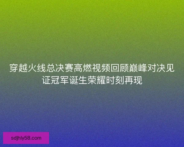 穿越火线总决赛高燃视频回顾巅峰对决见证冠军诞生荣耀时刻再现